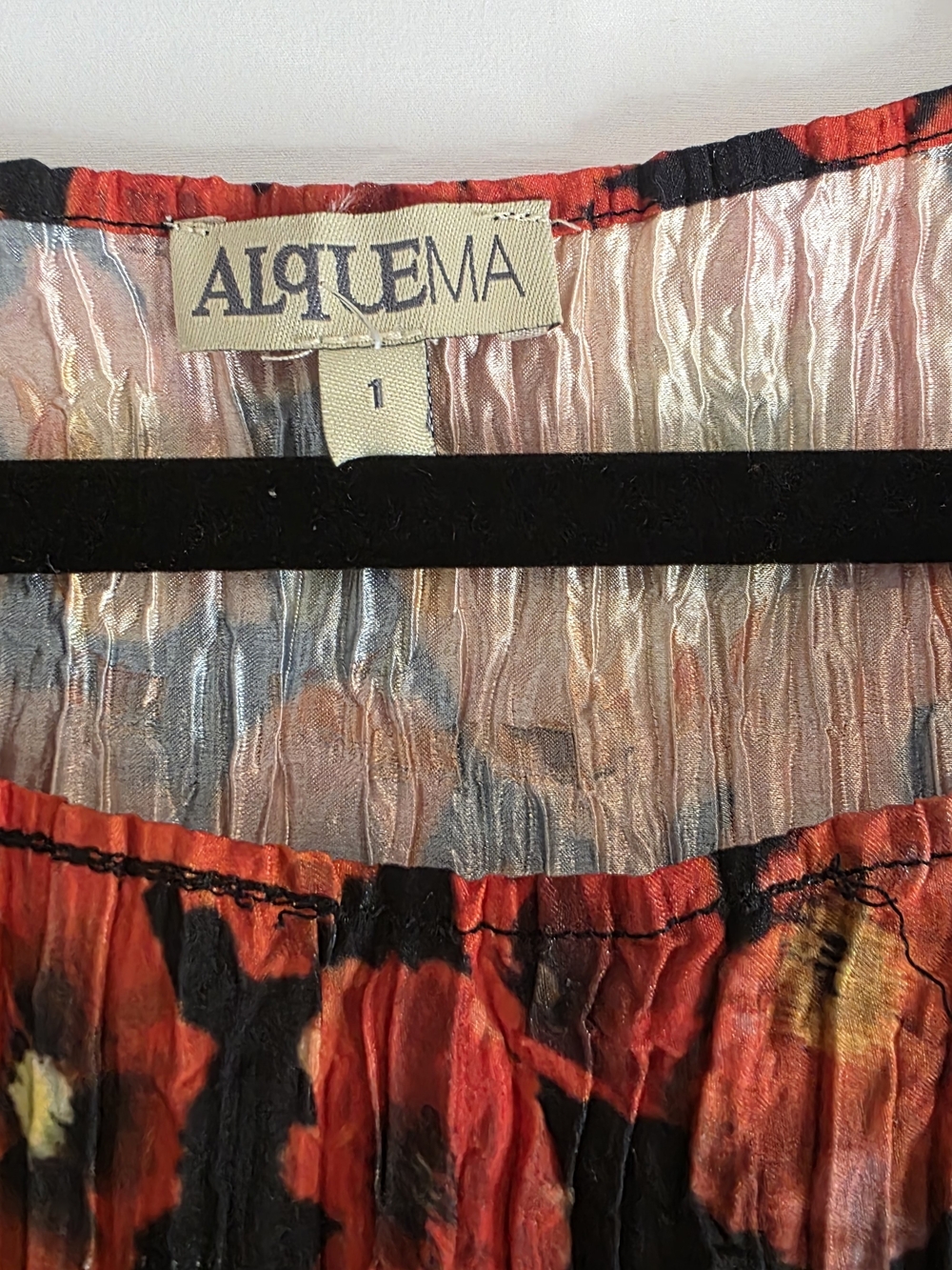 Alquema Crinkle Floral Maxi Dress | Red Poppy Print | 3/4 Sleeve | Size 1 - Picture 8 of 10